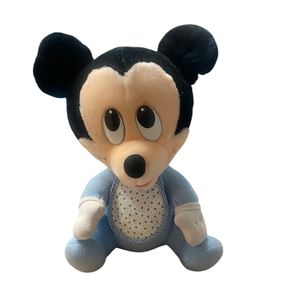 Vintage 1984 Just Play Cuddle Time‎ Mickey Mouse Plush Blue Outfit Baby Toy